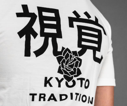 DVSN Kyoto Tradition Tee in White - Japanese Inspired - Back Print - Zoomed In