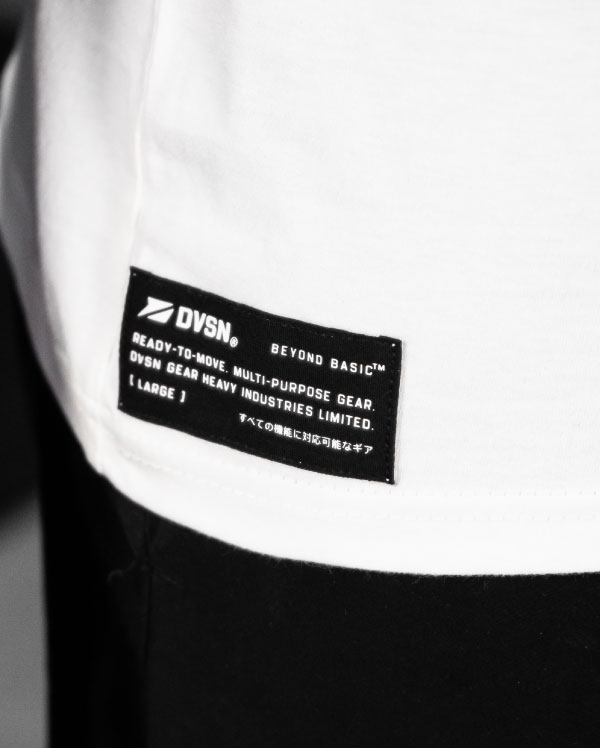 Driving Vision Tee in White - 100% Cotton - Side Seam Tag