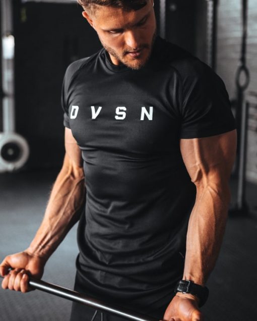 Men's gym clothing - Black tee with white print